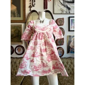 UO X Laura Ashley Penelope In Red Pink Cherub Babydoll Dress Small